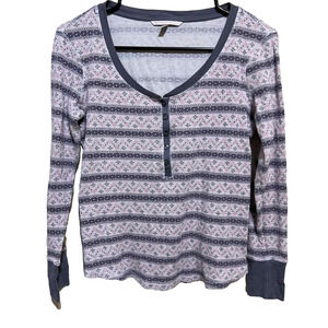 Victoria Secret Holiday Snowflake Pajama Top Medium Womens Pink S A003488